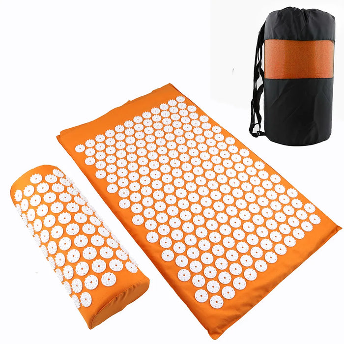 Acupressure-Set in Orange von Velo & Vogue: Massagematte, Nackenkissen und Tragetasche